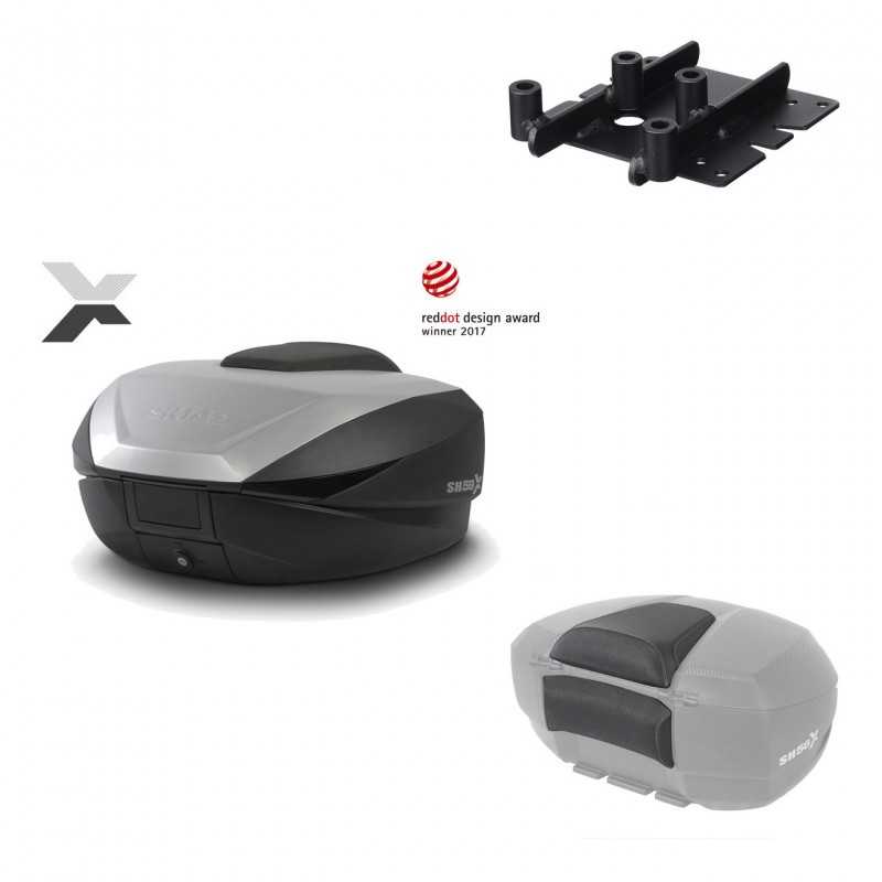 SHAD Baul trasero + herraje montaje respaldo de pasajero SH59X ALU KIT-182622