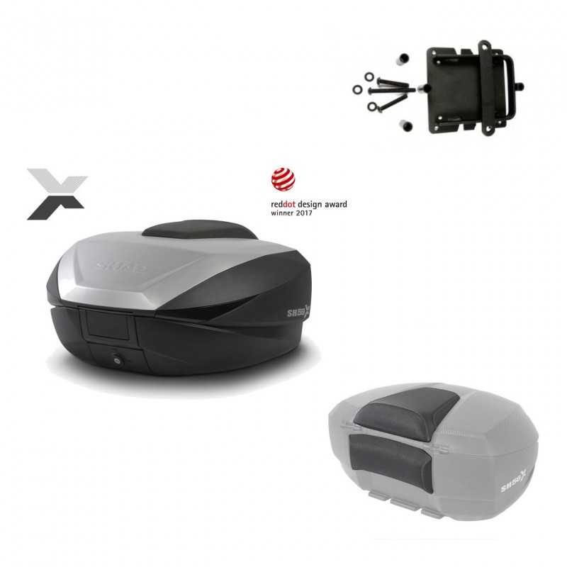 SHAD Baul trasero + herraje montaje respaldo de pasajero SH59X ALU KIT-182625
