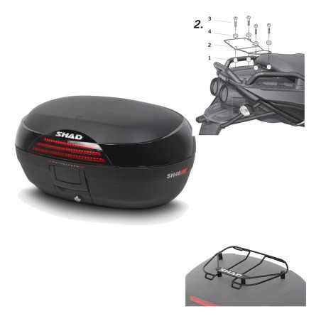 SHAD Baul trasero + herraje montaje parrilla portabultos superior SH46 SH 46 NEW MODEL KIT-182977