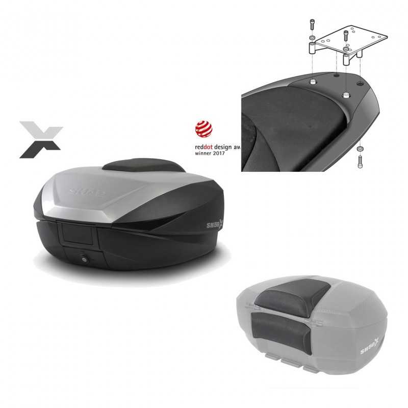 SHAD Baul trasero + herraje montaje respaldo de pasajero SH59X ALU KIT-182634