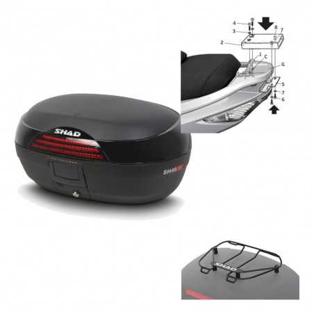 SHAD Baul trasero + herraje montaje parrilla portabultos superior SH46 SH 46 NEW MODEL KIT-183233