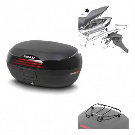 SHAD Baul trasero + herraje montaje parrilla portabultos superior SH46 SH 46 NEW MODEL KIT-183185