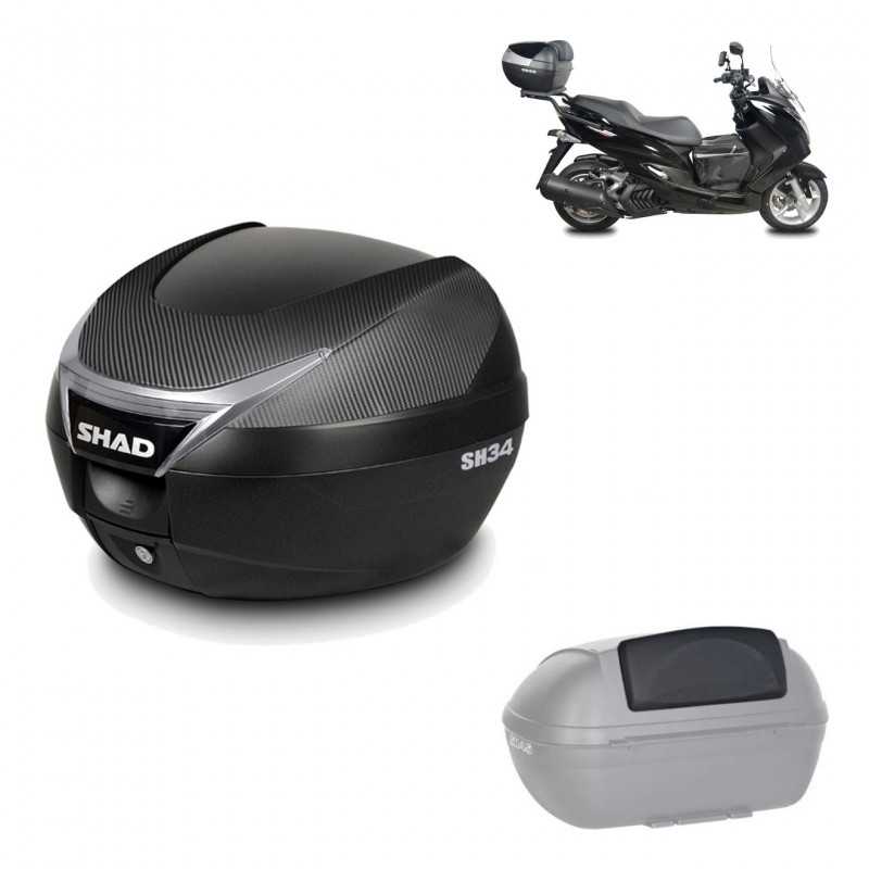SHAD Baul trasero + herraje montaje respaldo de pasajero SH34 CARBON LOOK KIT-185070
