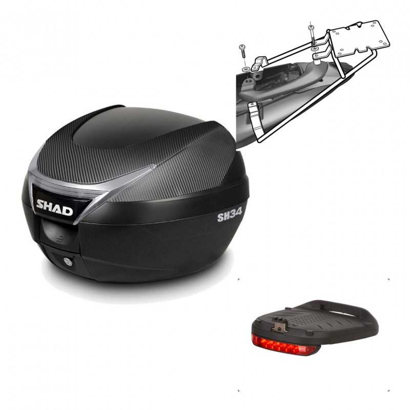 Back trunk + top small fitting + brake light  SH34 CARBON LOOK