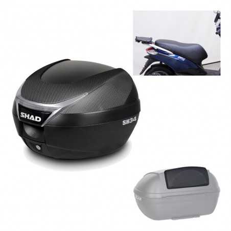 SHAD Baul trasero + herraje montaje respaldo de pasajero SH34 CARBON LOOK KIT-184922