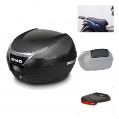 SHAD Baul trasero + herraje montaje accesorios SH34 CARBON LOOK KIT-184923