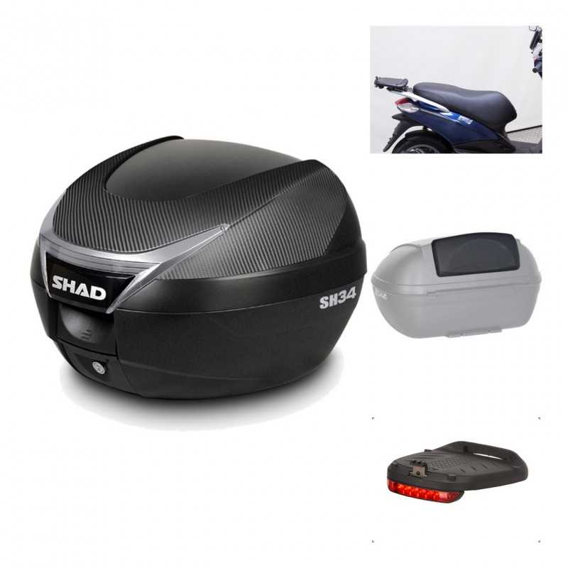 SHAD Baul trasero + herraje montaje accesorios SH34 CARBON LOOK KIT-184923