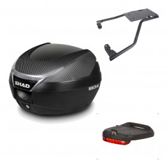 SHAD Baul trasero + herraje montaje luz de freno SH34 CARBON LOOK KIT-185073