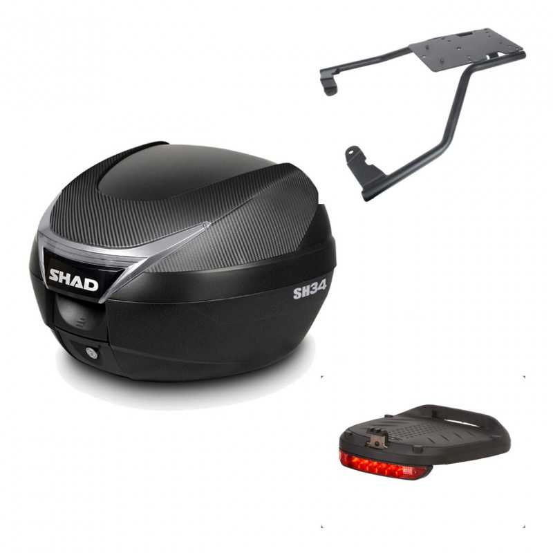 SHAD Baul trasero + herraje montaje luz de freno SH34 CARBON LOOK KIT-185073