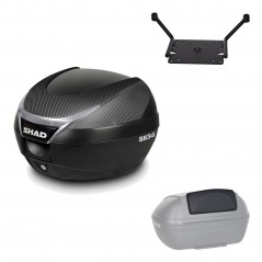SHAD Baul trasero + herraje montaje respaldo de pasajero SH34 CARBON LOOK KIT-184874