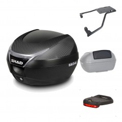 SHAD Baul trasero + herraje montaje accesorios SH34 CARBON LOOK KIT-185075
