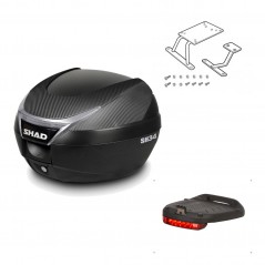 SHAD Baul trasero + herraje montaje luz de freno SH34 CARBON LOOK KIT-184977