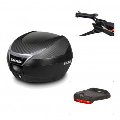 SHAD Baul trasero + herraje montaje luz de freno SH34 CARBON LOOK KIT-185077