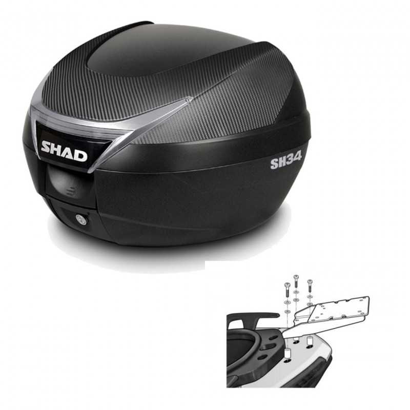 SHAD Baul trasero + herraje montaje SH34 CARBON LOOK KIT-185028