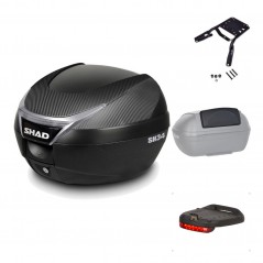 SHAD Baul trasero + herraje montaje accesorios SH34 CARBON LOOK KIT-184879