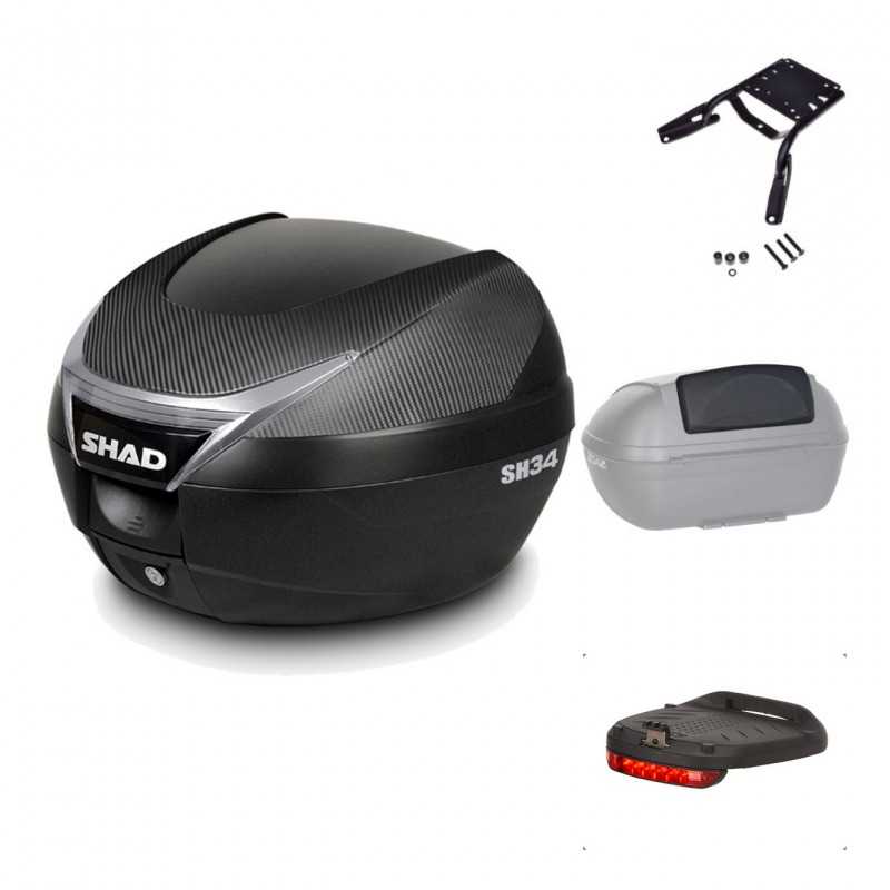 SHAD Baul trasero + herraje montaje accesorios SH34 CARBON LOOK KIT-184879
