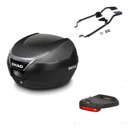 SHAD Baul trasero + herraje montaje luz de freno SH34 CARBON LOOK KIT-184729