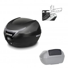 SHAD Baul trasero + herraje montaje respaldo de pasajero SH34 CARBON LOOK KIT-185030