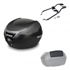 SHAD Baul trasero + herraje montaje respaldo de pasajero SH34 CARBON LOOK KIT-184730