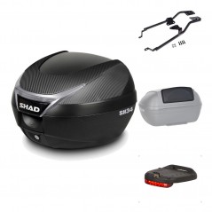 SHAD Baul trasero + herraje montaje accesorios SH34 CARBON LOOK KIT-184731