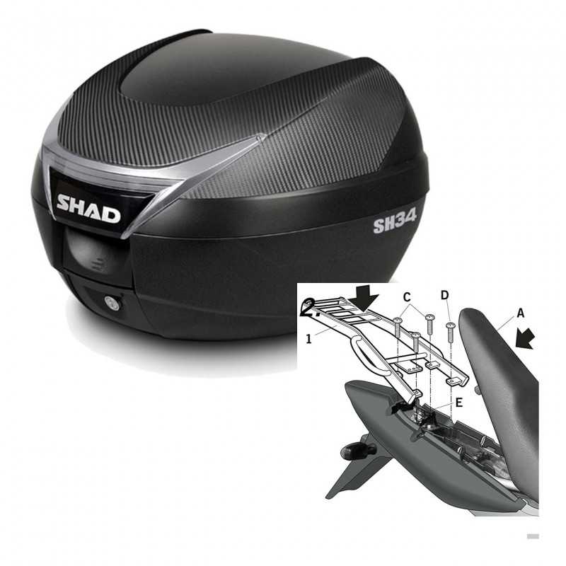 SHAD Baul trasero + herraje montaje SH34 CARBON LOOK KIT-184732