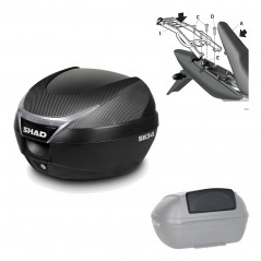 SHAD Baul trasero + herraje montaje respaldo de pasajero SH34 CARBON LOOK KIT-184734