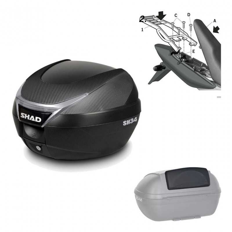 Back trunk + top small fitting + passenger support  SH34 CARBON LOOK