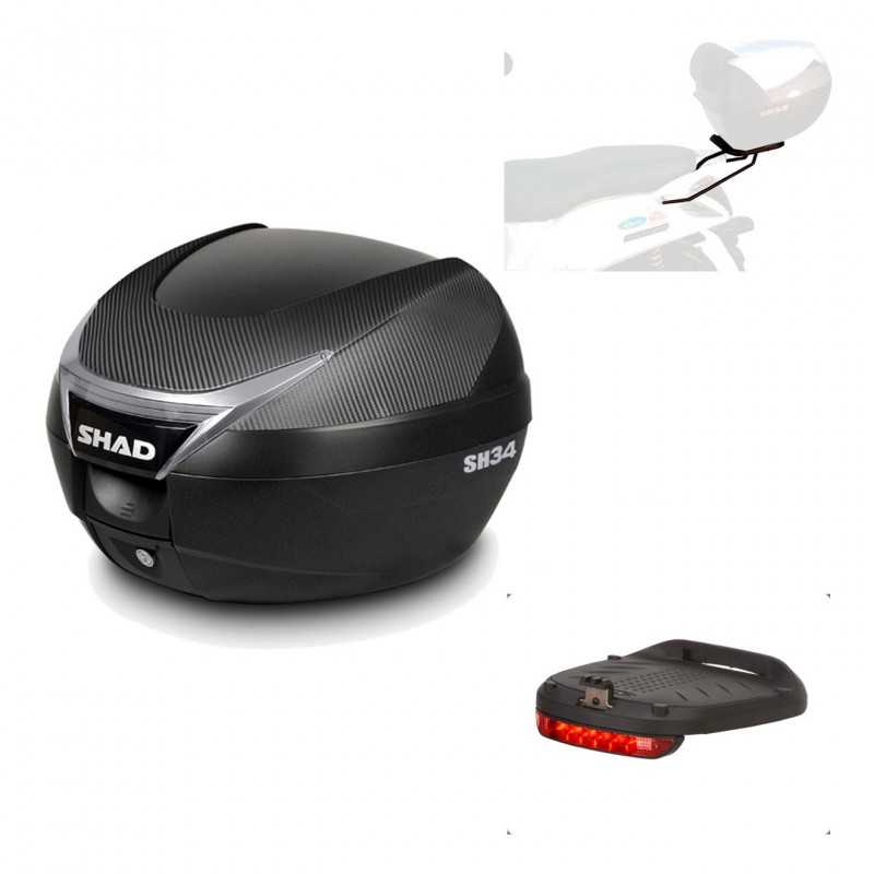 SHAD Baul trasero + herraje montaje luz de freno SH34 CARBON LOOK KIT-184981