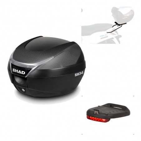SHAD Baul trasero + herraje montaje luz de freno SH34 CARBON LOOK KIT-184981
