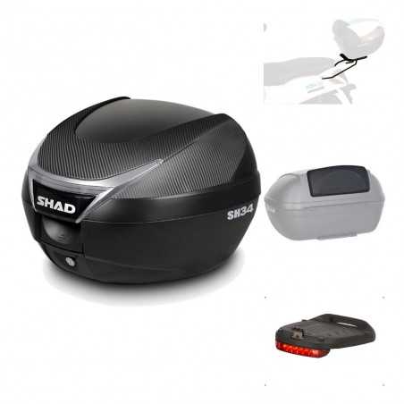 SHAD Baul trasero + herraje montaje accesorios SH34 CARBON LOOK KIT-184983