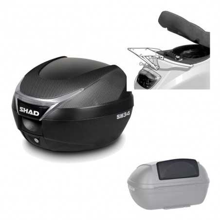 SHAD Baul trasero + herraje montaje respaldo de pasajero SH34 CARBON LOOK KIT-184934