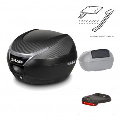 SHAD Baul trasero + herraje montaje accesorios SH34 CARBON LOOK KIT-184987