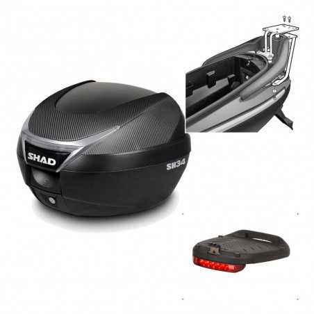 SHAD Baul trasero + herraje montaje luz de freno SH34 CARBON LOOK KIT-184885