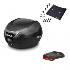 SHAD Baul trasero + herraje montaje luz de freno SH34 CARBON LOOK KIT-185085