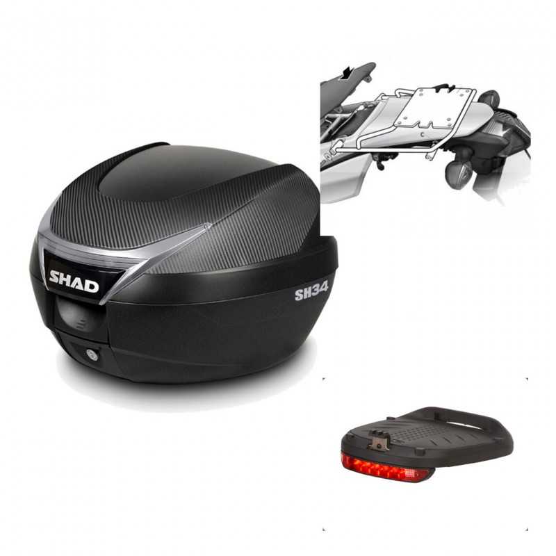 SHAD Baul trasero + herraje montaje luz de freno SH34 CARBON LOOK KIT-184741