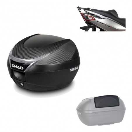 SHAD Baul trasero + herraje montaje respaldo de pasajero SH34 CARBON LOOK KIT-184890