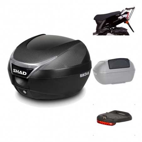 SHAD Baul trasero + herraje montaje accesorios SH34 CARBON LOOK KIT-184843