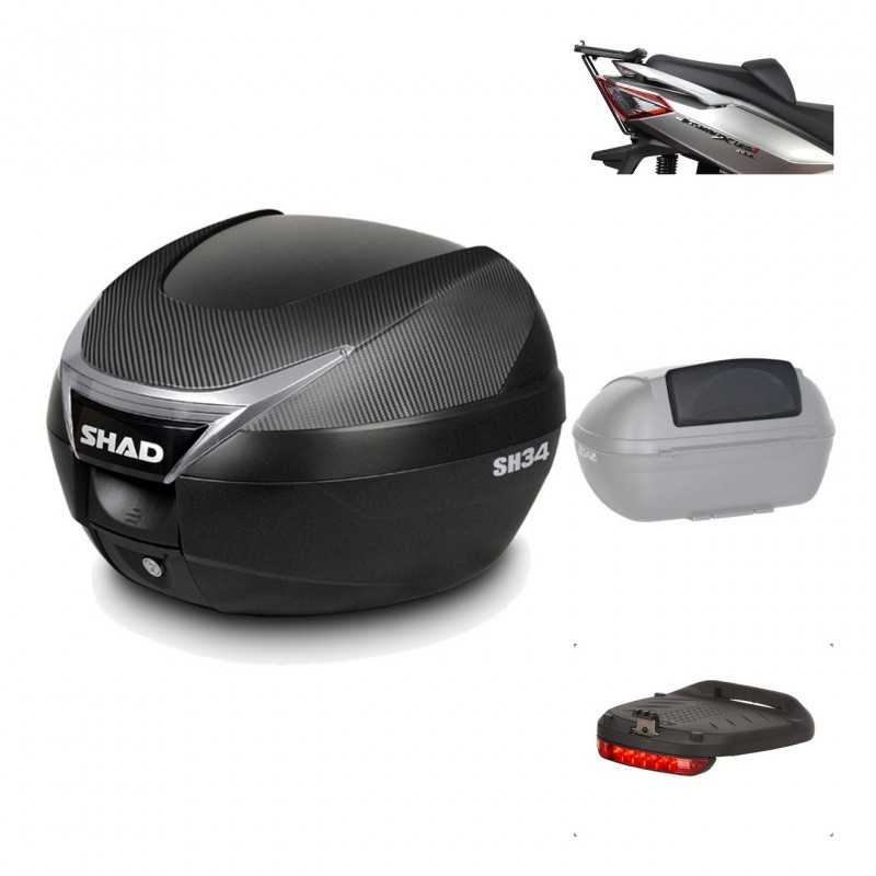 SHAD Baul trasero + herraje montaje accesorios SH34 CARBON LOOK KIT-184891