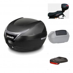 SHAD Baul trasero + herraje montaje accesorios SH34 CARBON LOOK KIT-184943