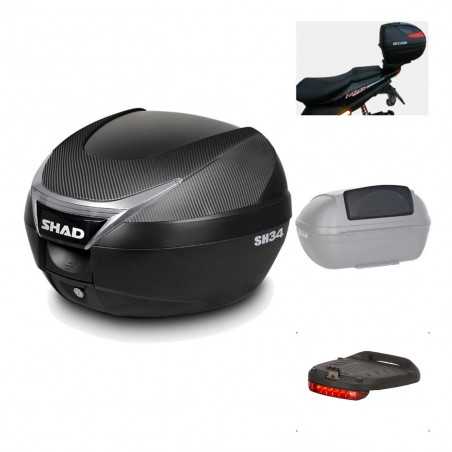 SHAD Baul trasero + herraje montaje accesorios SH34 CARBON LOOK KIT-184943