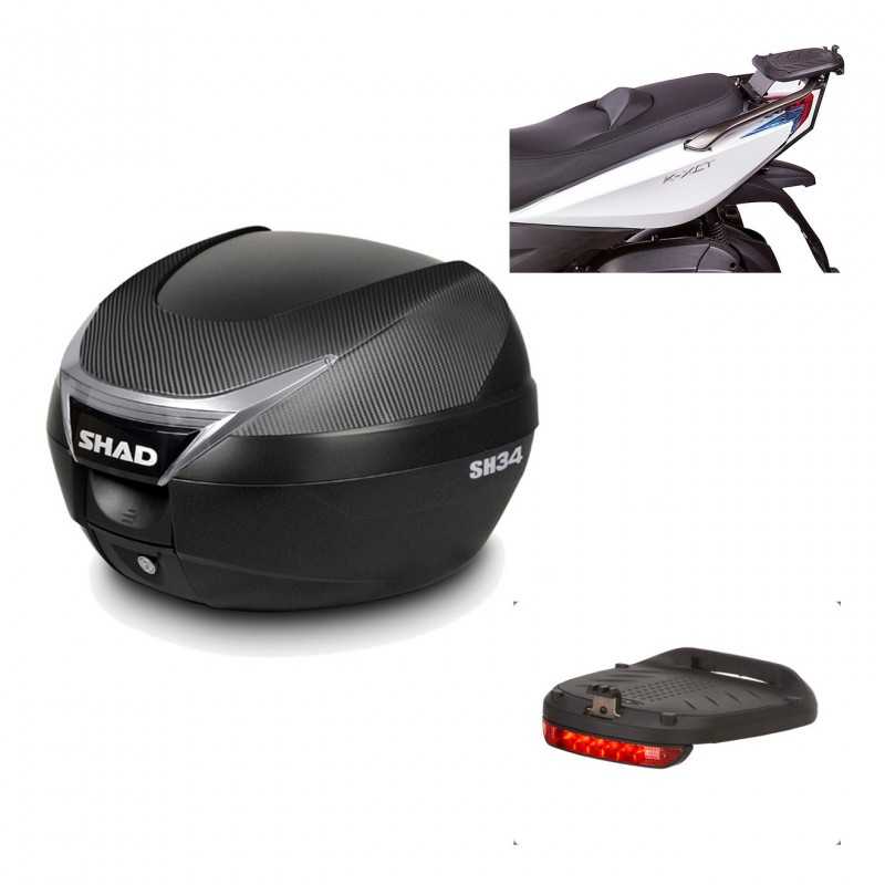 SHAD Baul trasero + herraje montaje luz de freno SH34 CARBON LOOK KIT-184845