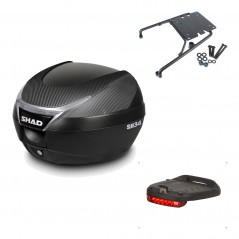 SHAD Baul trasero + herraje montaje luz de freno SH34 CARBON LOOK KIT-184745