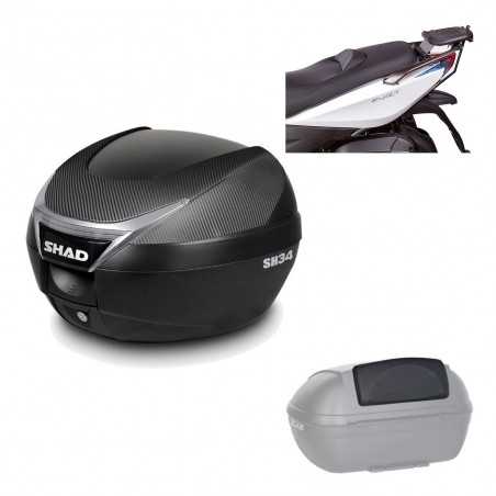 SHAD Baul trasero + herraje montaje respaldo de pasajero SH34 CARBON LOOK KIT-184846
