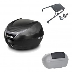SHAD Baul trasero + herraje montaje respaldo de pasajero SH34 CARBON LOOK KIT-184746