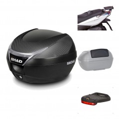 SHAD Baul trasero + herraje montaje accesorios SH34 CARBON LOOK KIT-184847
