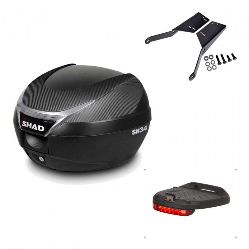 SHAD Baul trasero + herraje montaje luz de freno SH34 CARBON LOOK KIT-185049