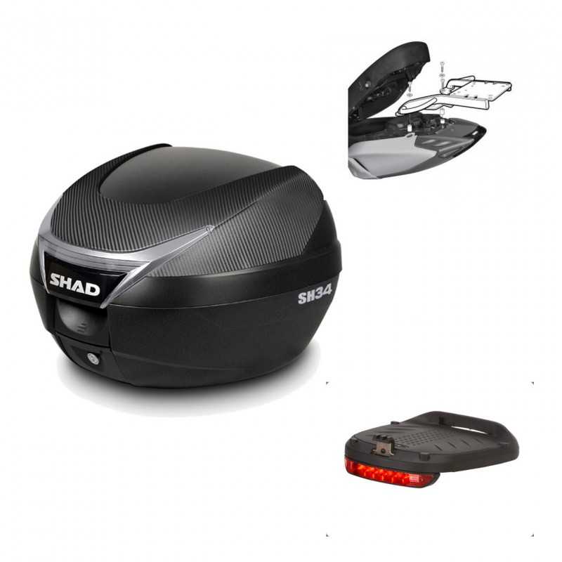 Back trunk + top small fitting + brake light  SH34 CARBON LOOK
