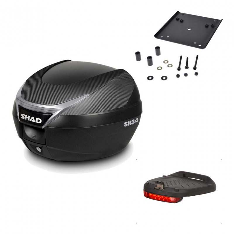 SHAD Baul trasero + herraje montaje luz de freno SH34 CARBON LOOK KIT-185097