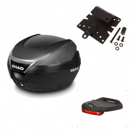 SHAD Baul trasero + herraje montaje luz de freno SH34 CARBON LOOK KIT-184797
