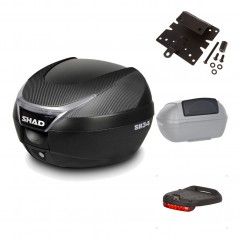 SHAD Baul trasero + herraje montaje accesorios SH34 CARBON LOOK KIT-184799
